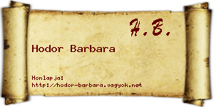 Hodor Barbara névjegykártya